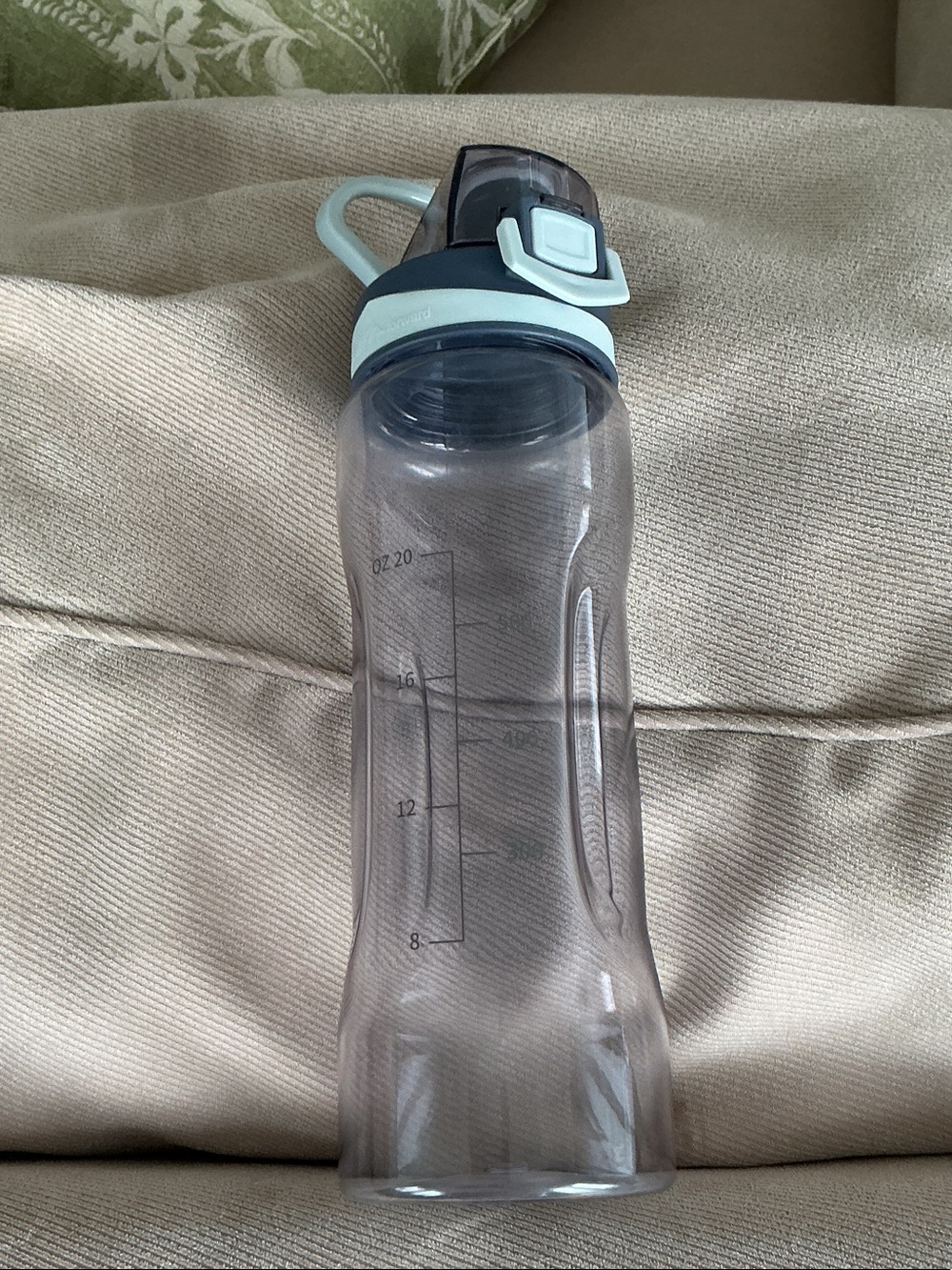 Clear Plastic Water Bottle with Mint Accent